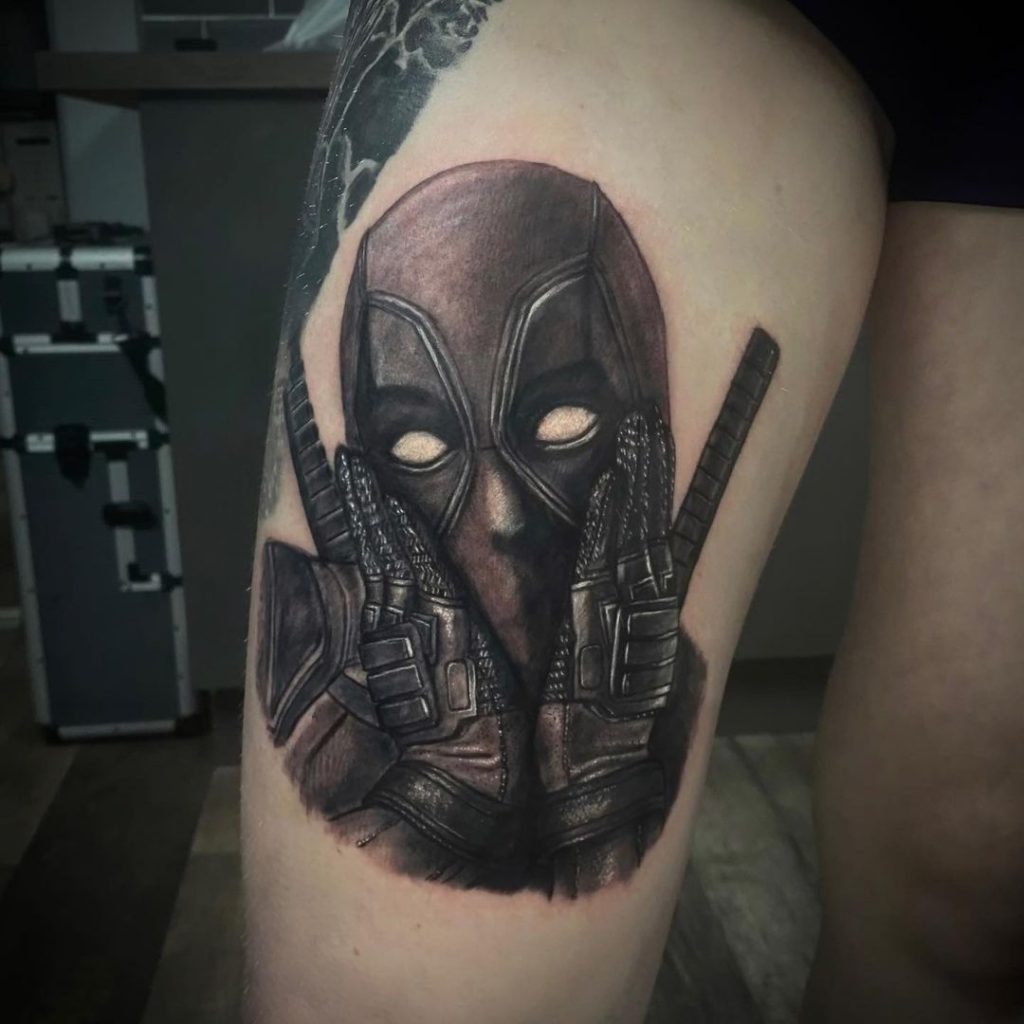 Mini Deadpool tattoo I did yesterday  rnerdtattoos