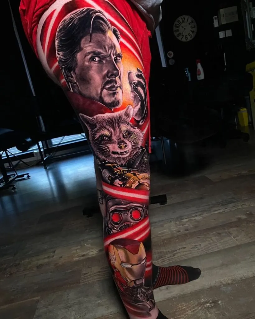 I'm feeling a leg sleeve so I guess it'd be considered a sock? xD Anyway  different people though... | Marvel tattoos, Arm sleeve tattoos, Superman  tattoos