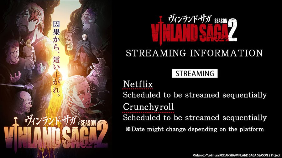 Streaming Information For The Second Season On The Official Twitter Account Of Vinland Saga
