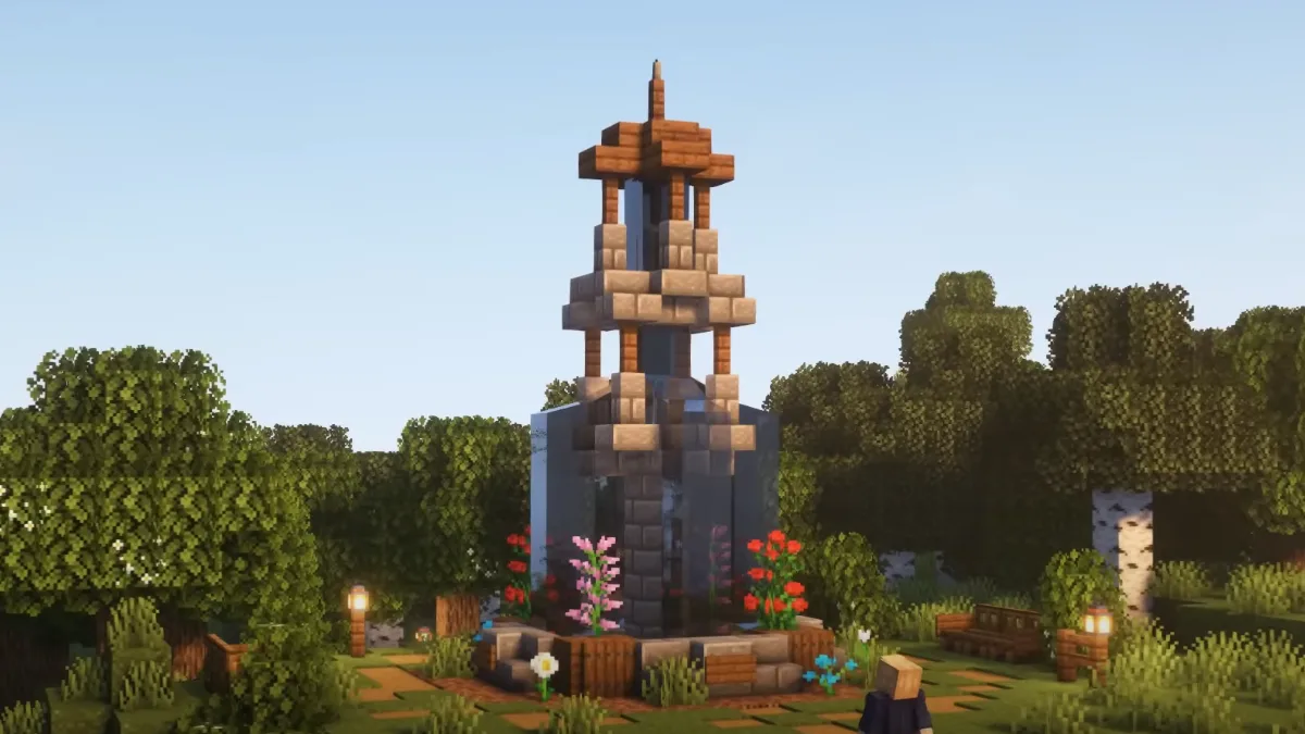 Three-Tier Fountain in Minecraft