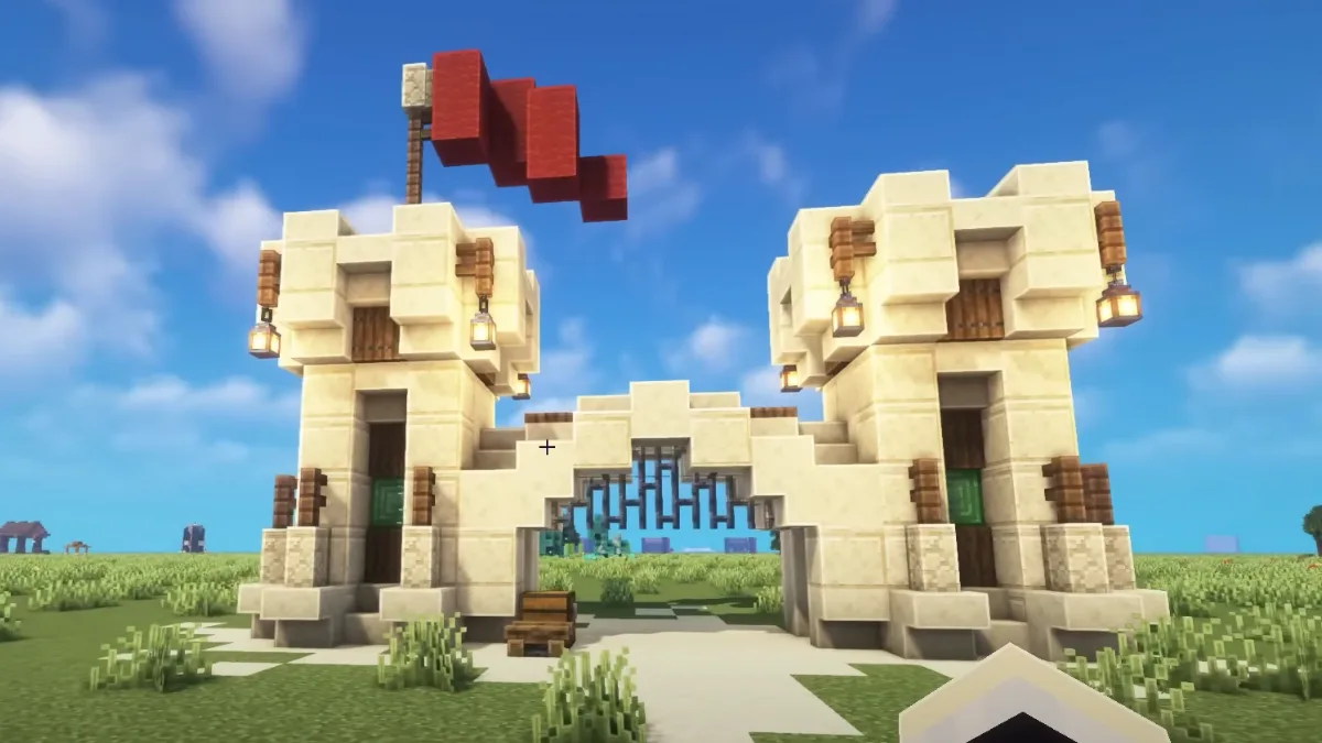 Entrance Gates With a Flag in Minecraft