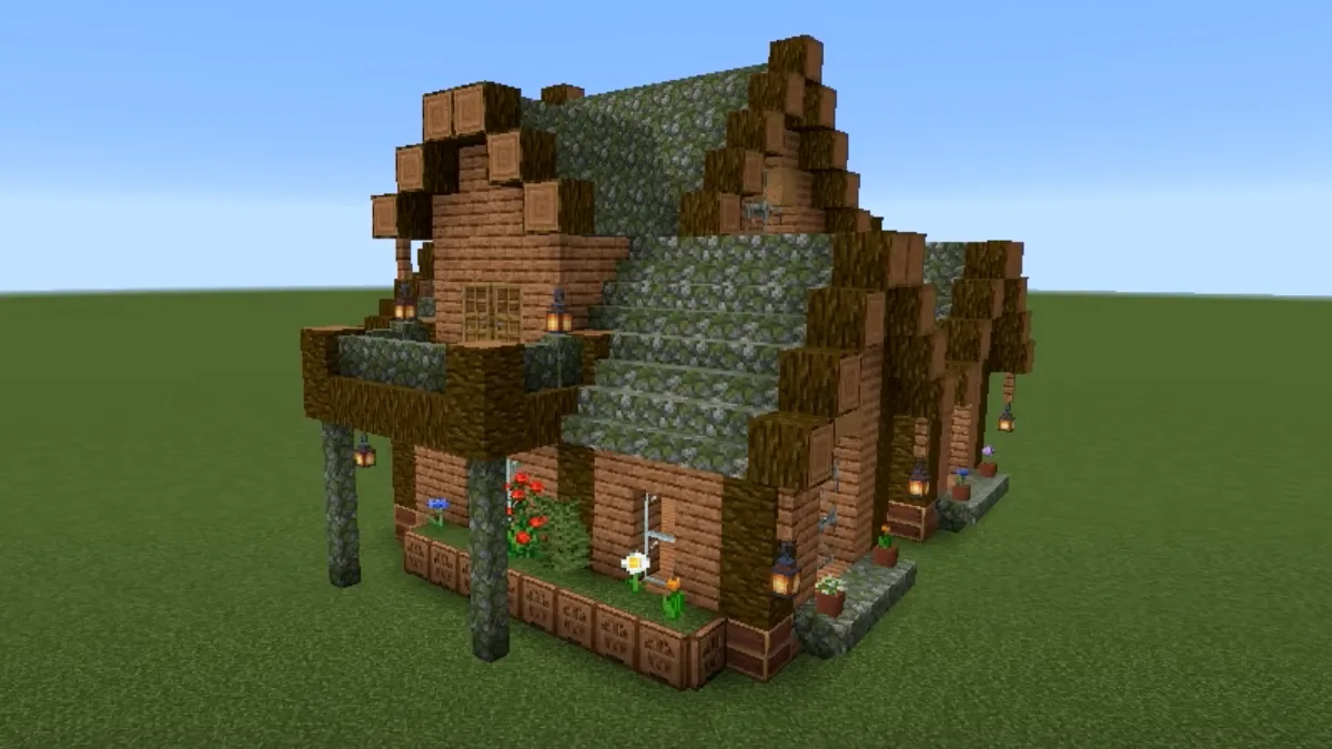 Wooden House With Balcony in Minecraft