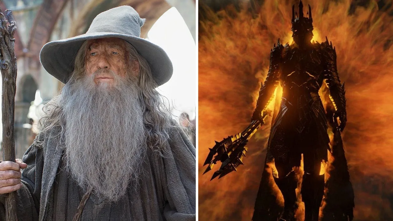 Gandalf the grey and Sauron from The Lord of the Rings