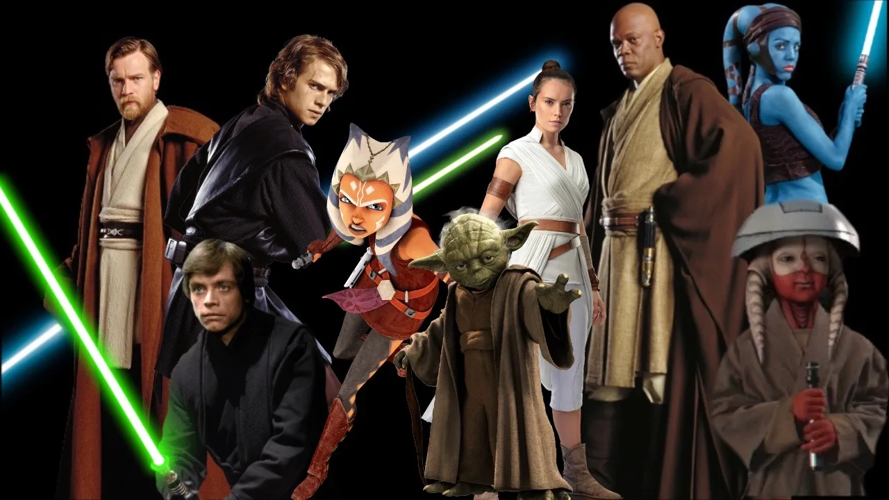 Star Wars Jedi Obi-wan Kenobi, Luke Skywalker, Anakin Skywalker, Ahsoka Tano, Yoda, Rey, Mace Windu, Aayla Secura, youngling