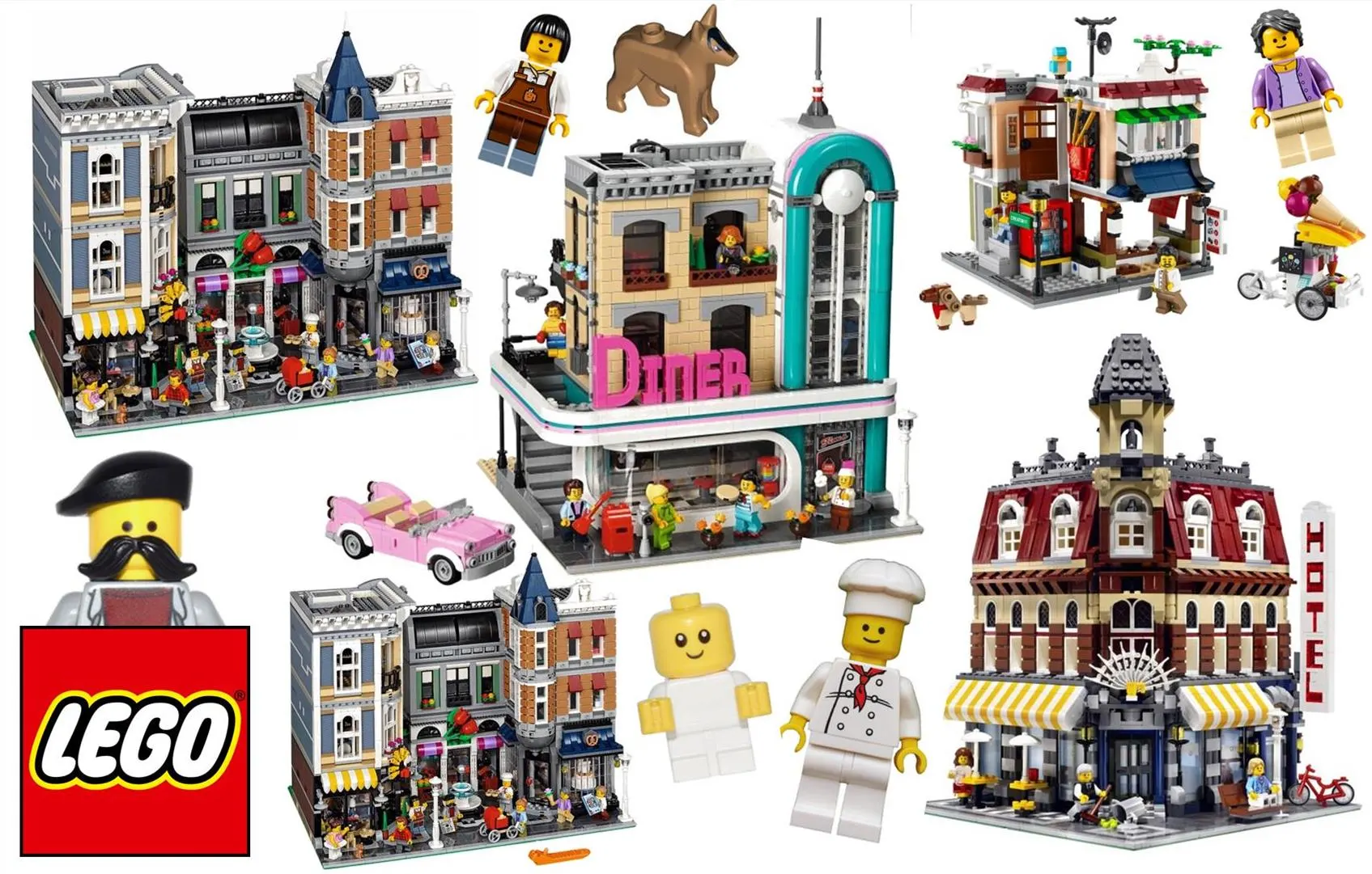 Lot of different LEGO Modular Building collection sets