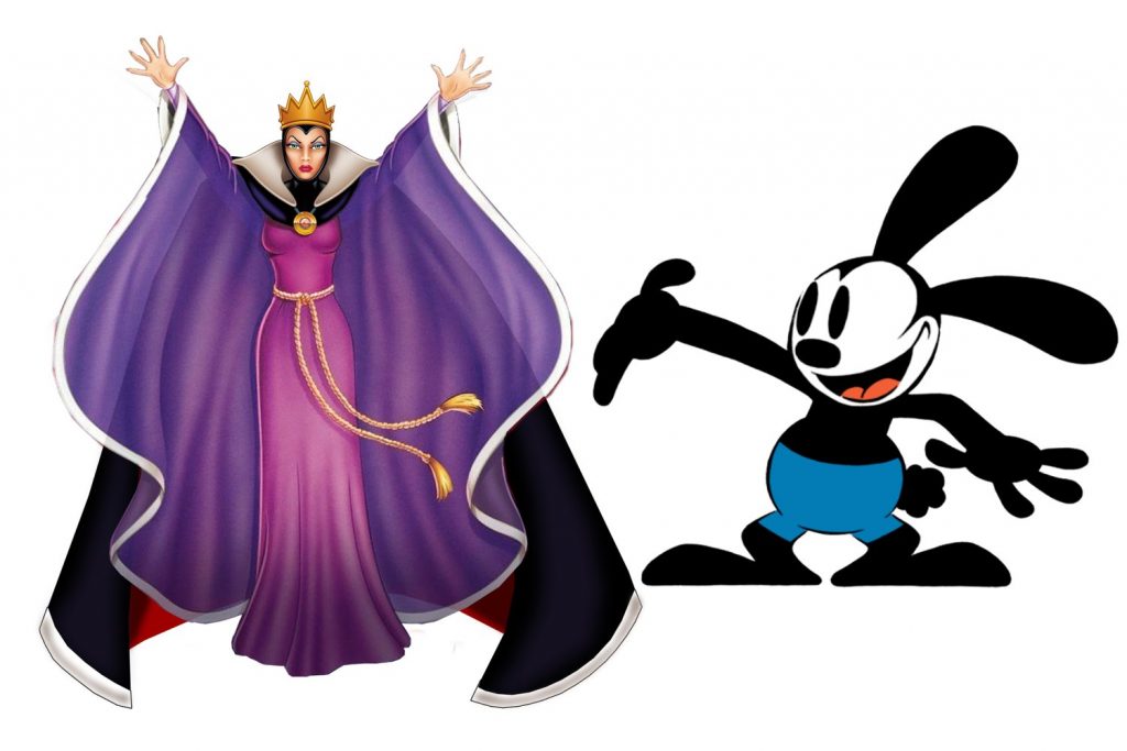 The Evil Queen and Oswald the Lucky Rabbit Disney characters