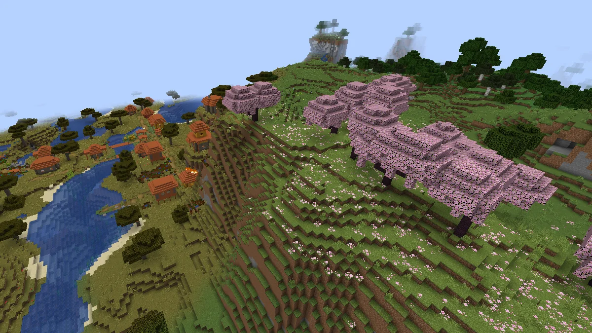 Cherry Grove biome with a Savanna Village