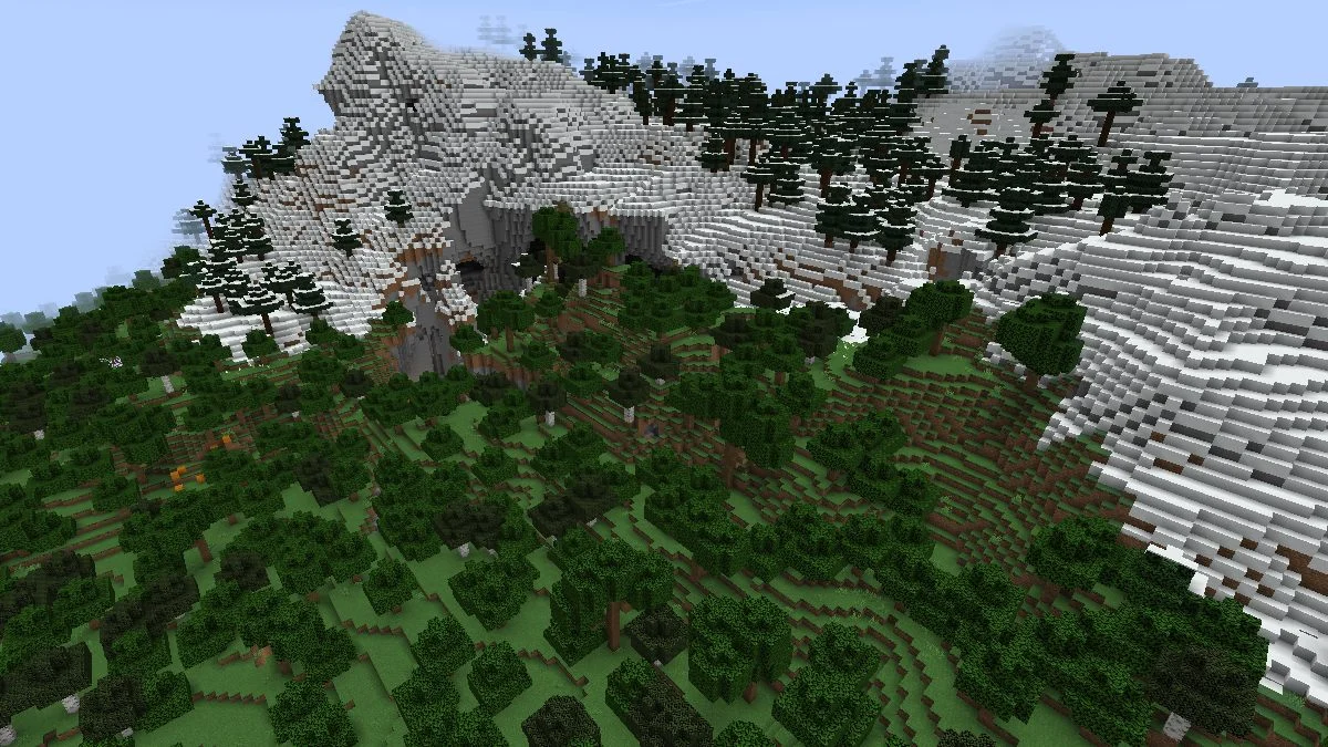 Snowy Taiga Forest cliffs with a Taiga Valley infront of them