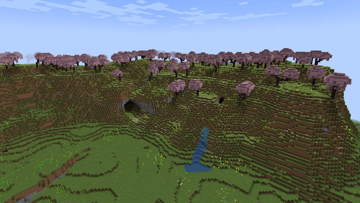 Cherry Grove biome on a small hill