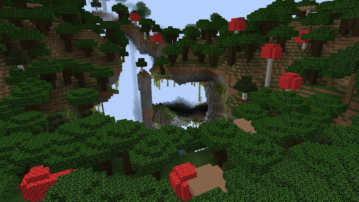 A Jungle with an exposed cave