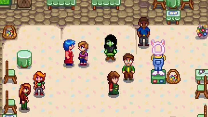 Character Getting Ready For Egg Hunt in Stardew Valley