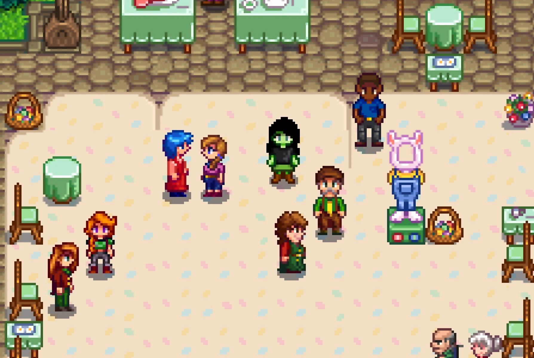 Character Getting Ready For Egg Hunt in Stardew Valley