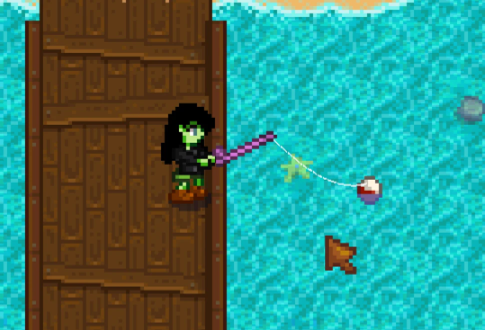 Character fishing in Stardew Valley