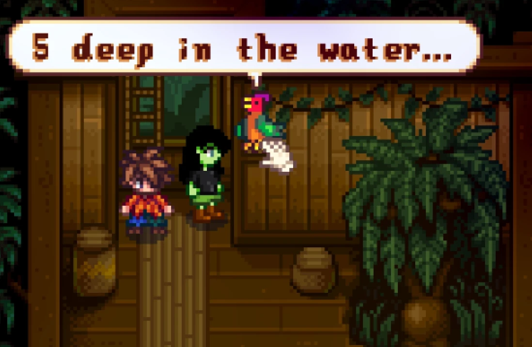 Character interacting with Parrot Stardew Valley