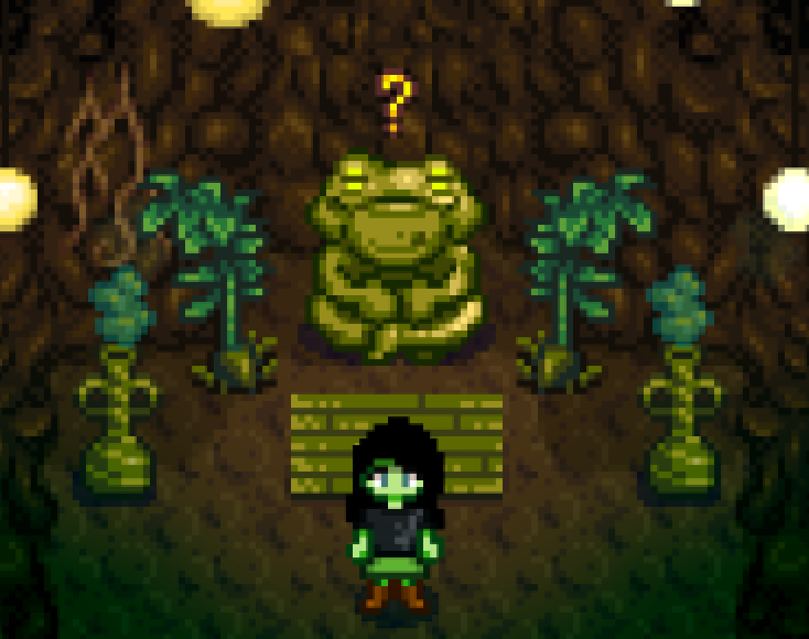 Character with Gourmand frog Stardew Valley