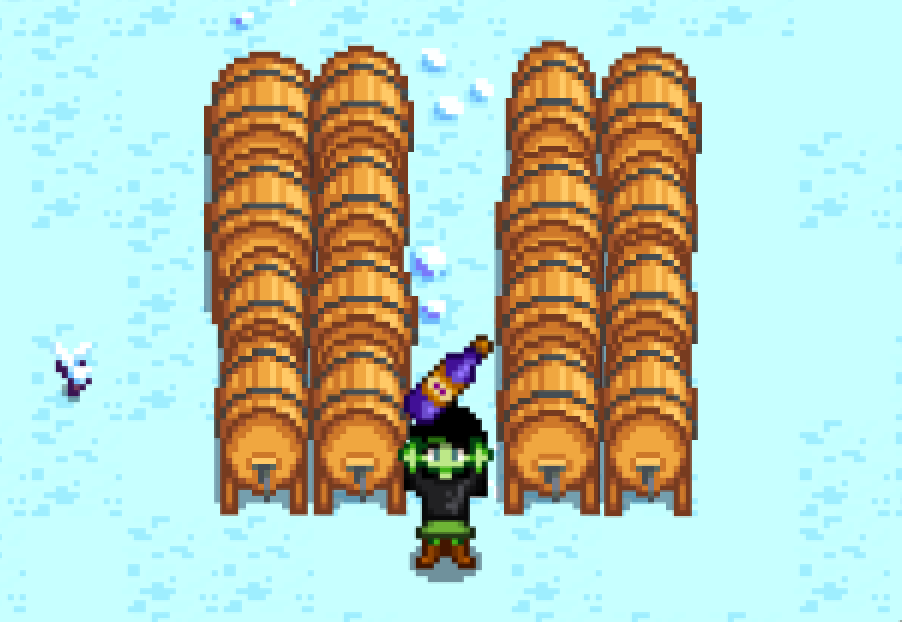 Character with Kegs Stardew Valley