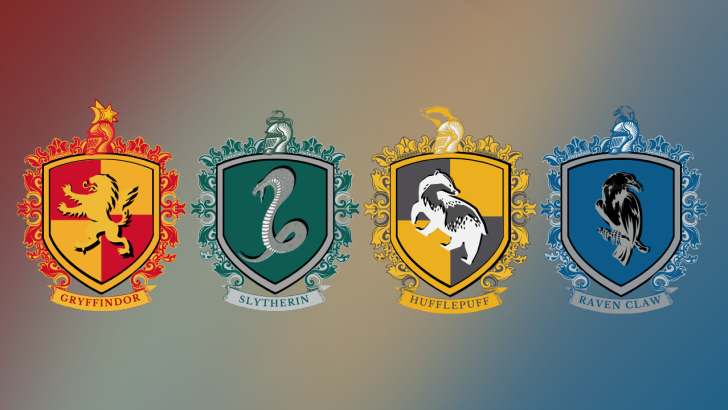 Hogwarts House Colors and Crests in Harry Potter: Gryffindor, Slytherin, Hufflepuff and Ravenclaw