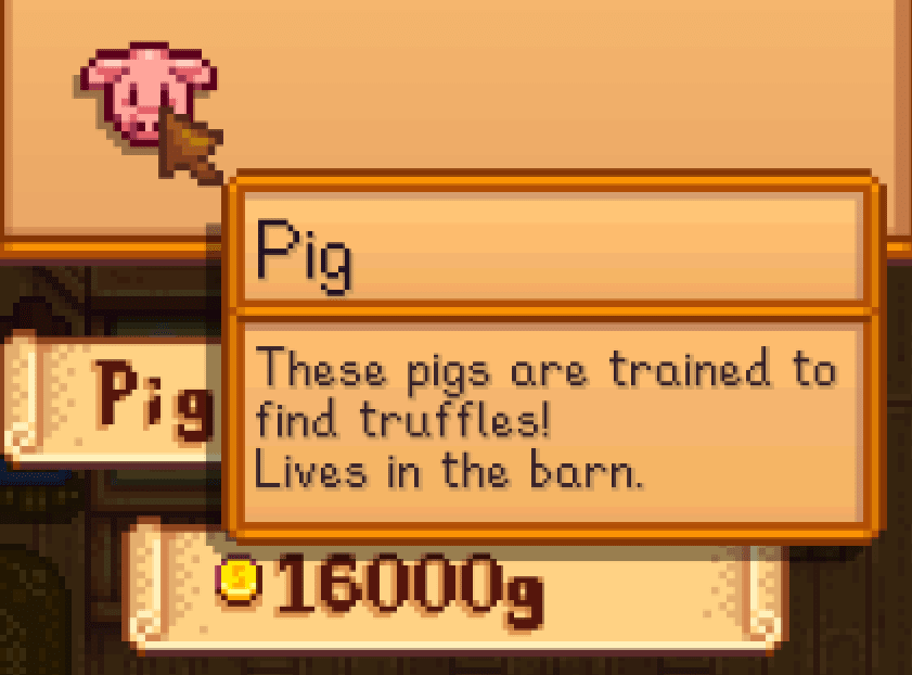 Option to buy pig Stardew Valley