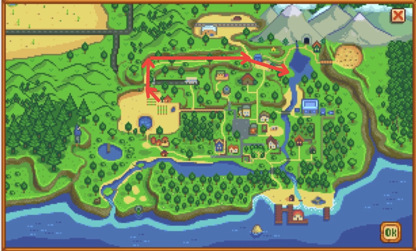 Mountain Lake Location From the Farm in Stardew Valley: Map with Directions