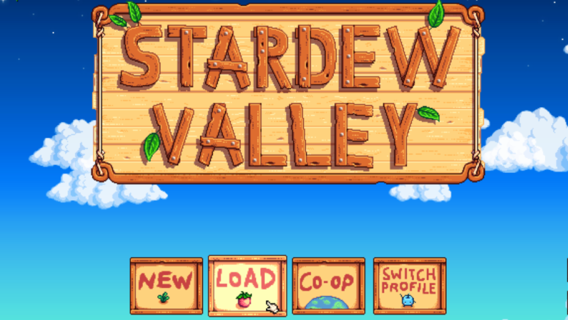 Stardew Valley Opening Screen to Load Game