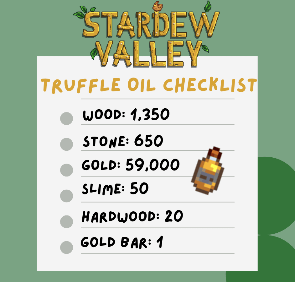 Truffle Oil Checklist Stardew Valley