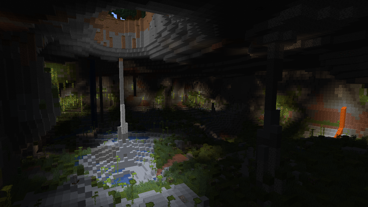 Lush Cave biome in an underground exposed cave system