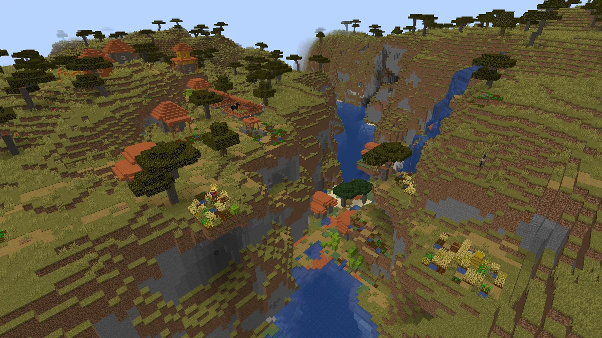 Savanna Village spawning partially between two areas
