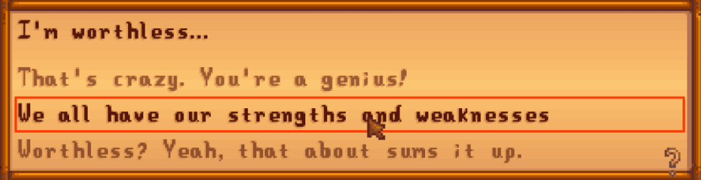 Best reply to the five heart question Stardew Valley