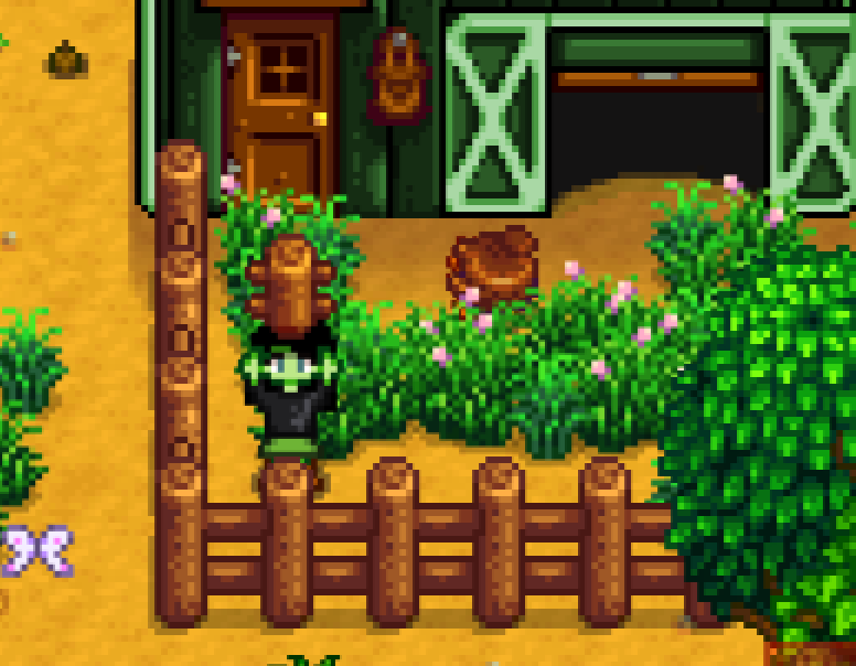 Character fencing grass in Stardew Valley