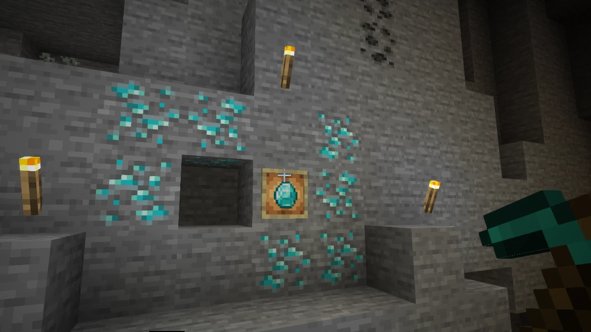 Multiple Ores of Diamonds coupled with a Diamond hung on a portrait