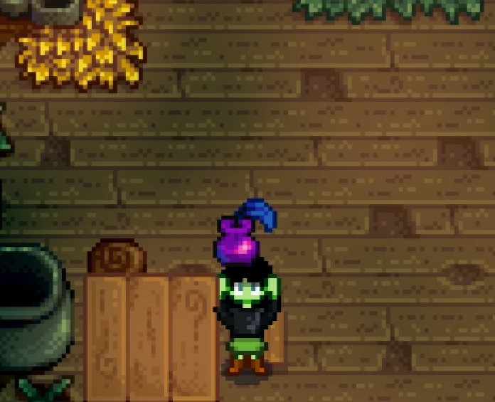 Player grabbing Ink from the Witch's Hut Stardew Valley
