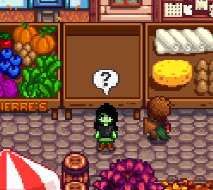Character confused at the grange display stardew valley