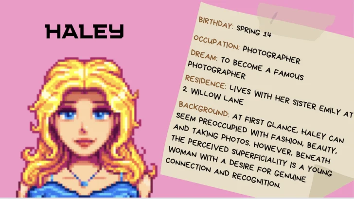 Haley's info Stardew Valley
